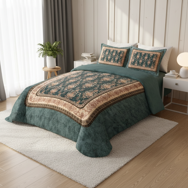 quilt 3 pieces Velvet tableau size 240 x 250 cm model 722  Family Bed